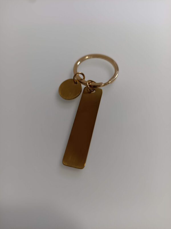 kahe ripatsiga võtmehoidja kuldne Graveeritav võtmehoidja – ristkülik + ümmargune ripats