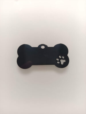 terasest koeraripats väiksem must Graveeritav käpajäljega terasest koera nimesilt